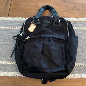 MZ Wallace Jordan Black Backpack. Yellow lining. Bedford material. EUC